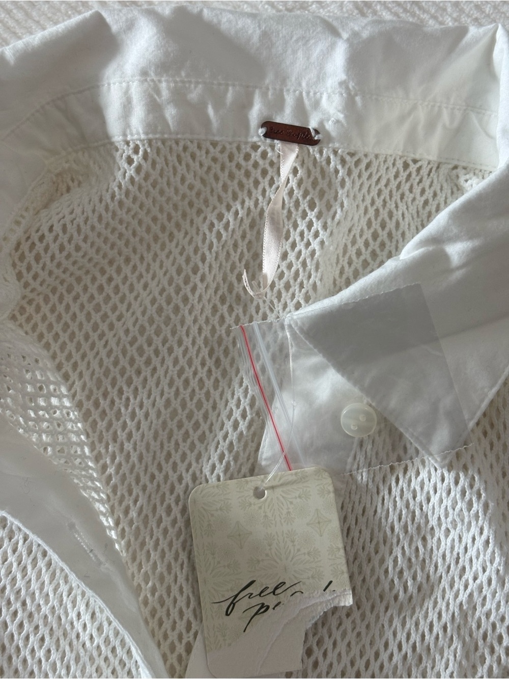 Free People White Mesh Button-Down Shirt - Picture 3 of 5